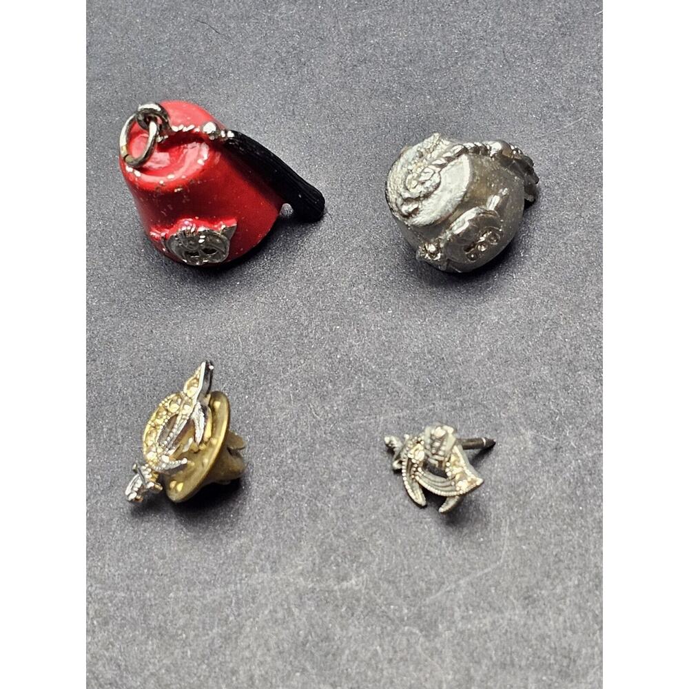 Vintage Freemasons Tie Tacs & Fez Charms FOUR Total ONE Sterling